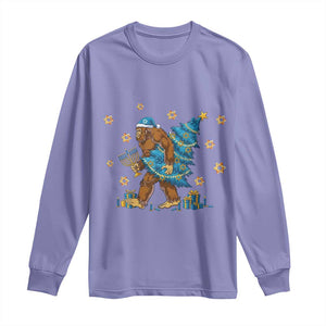 Funny Hanukkah Bigfoot Lover Jewish Holiday Gift Long Sleeve Shirt TS12 Violet Print Your Wear