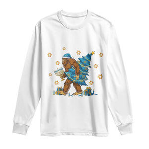 Funny Hanukkah Bigfoot Lover Jewish Holiday Gift Long Sleeve Shirt TS12 White Print Your Wear