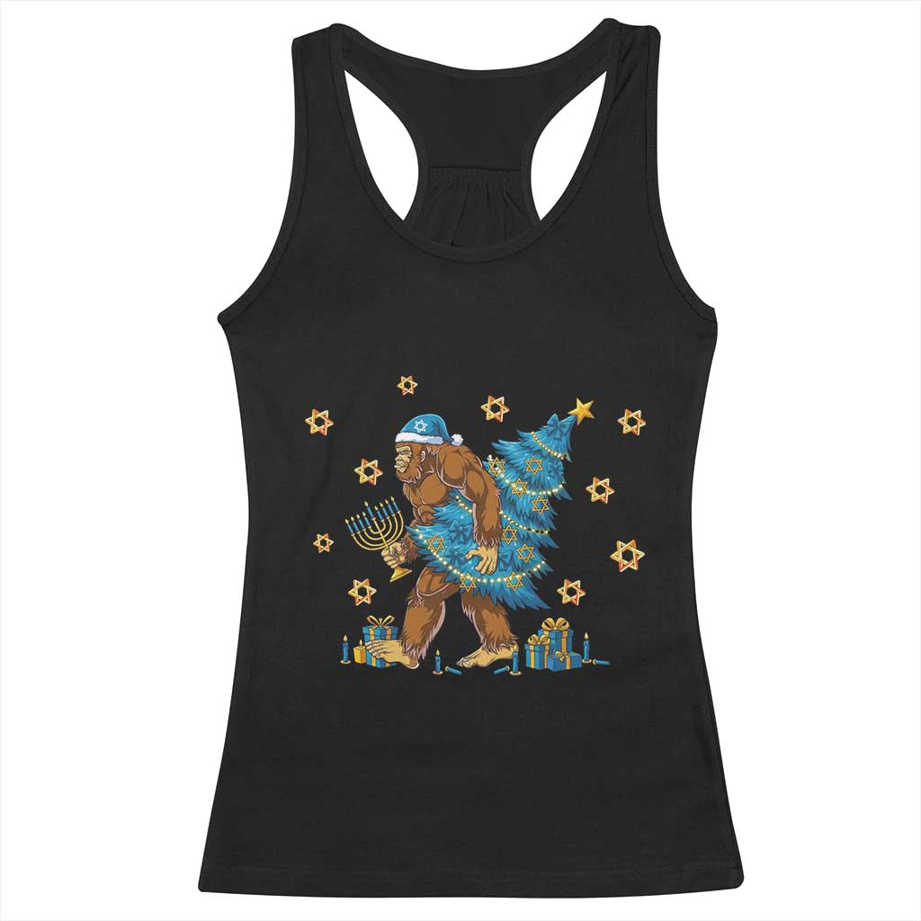 Funny Hanukkah Bigfoot Lover Jewish Holiday Gift Racerback Tank Top TS12 Black Print Your Wear