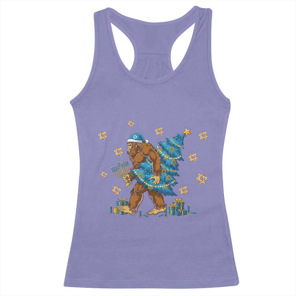 Funny Hanukkah Bigfoot Lover Jewish Holiday Gift Racerback Tank Top TS12 Violet Print Your Wear