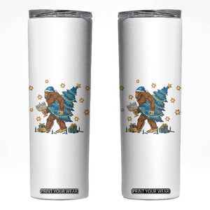 Funny Hanukkah Bigfoot Lover Jewish Holiday Gift Skinny Tumbler TS12 White Print Your Wear