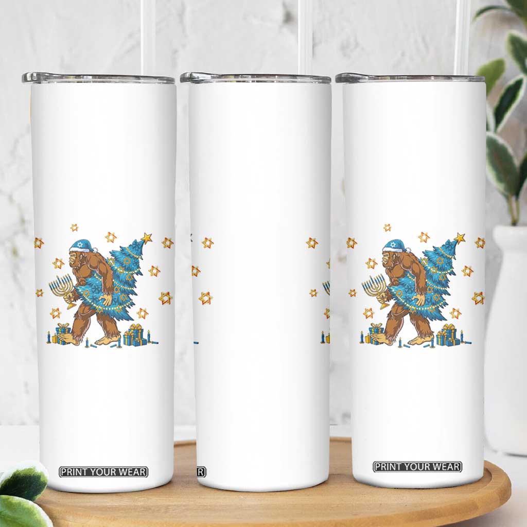 Funny Hanukkah Bigfoot Lover Jewish Holiday Gift Skinny Tumbler TS12 Print Your Wear