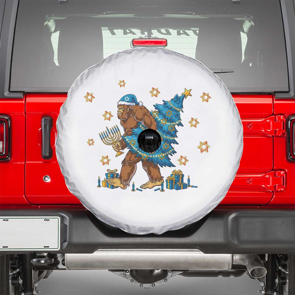 Funny Hanukkah Bigfoot Lover Jewish Holiday Gift Spare Tire Cover TS12 Black Print Your Wear