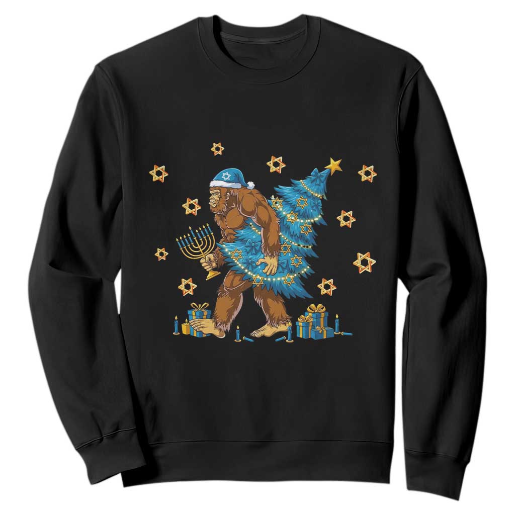 Funny Hanukkah Bigfoot Lover Jewish Holiday Gift Sweatshirt TS12 Black Print Your Wear
