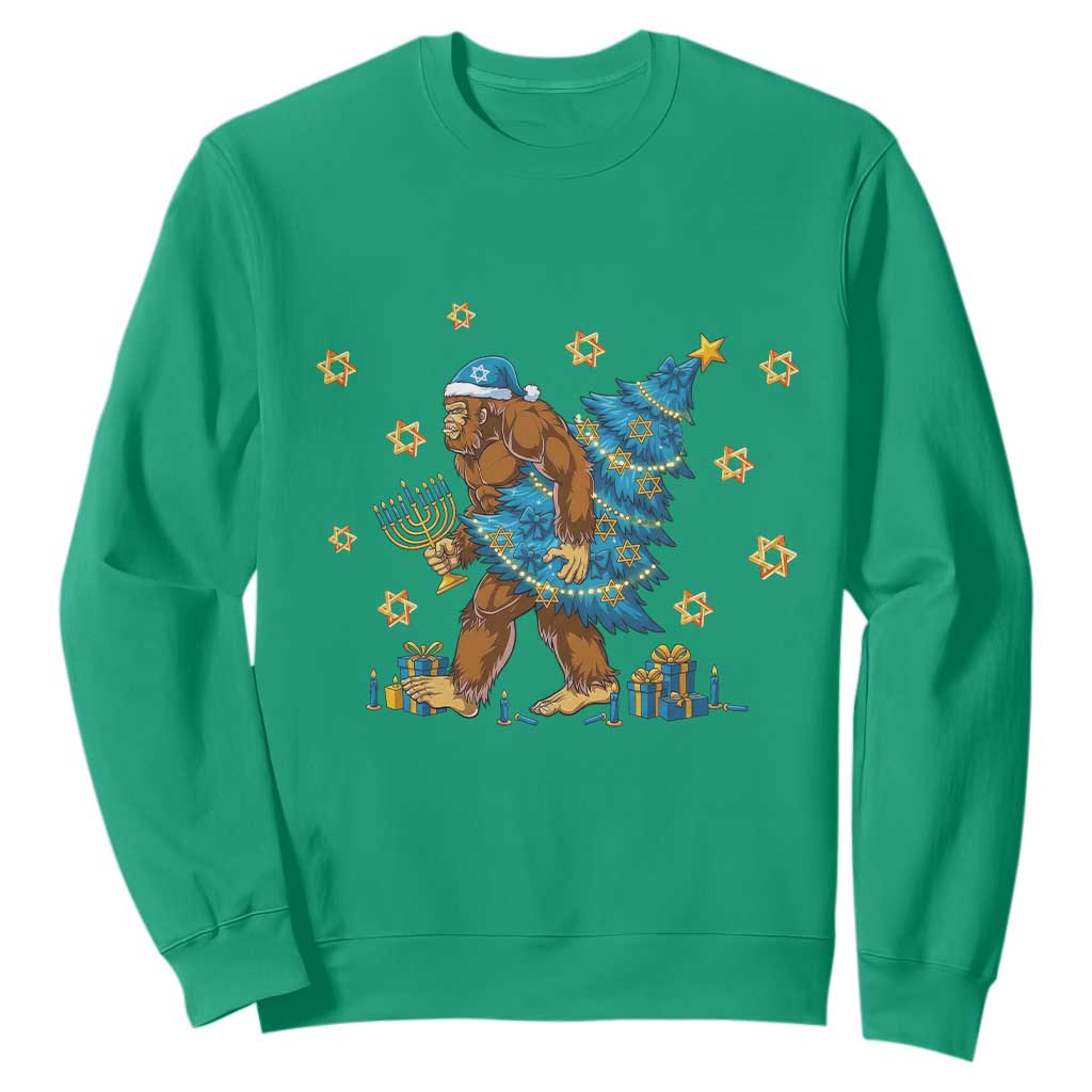 Funny Hanukkah Bigfoot Lover Jewish Holiday Gift Sweatshirt TS12 Irish Green Print Your Wear