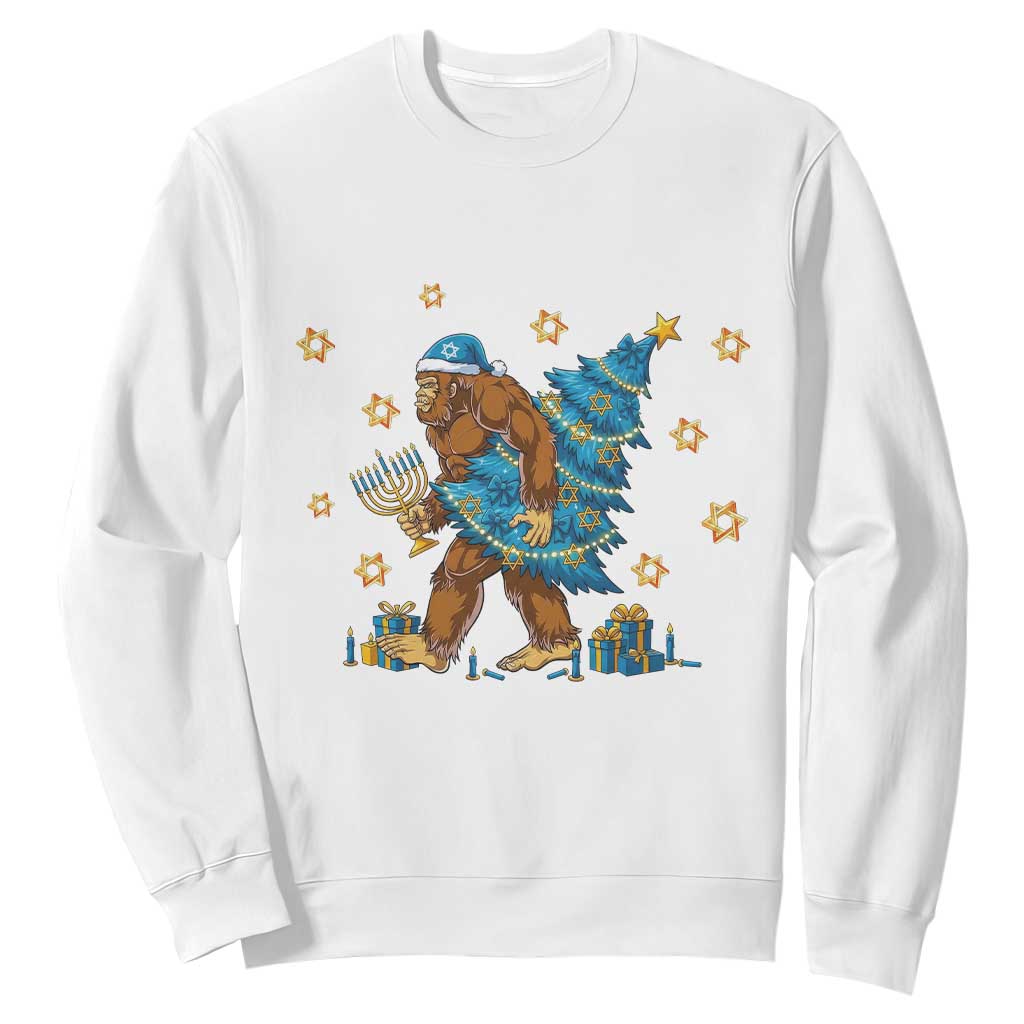 Funny Hanukkah Bigfoot Lover Jewish Holiday Gift Sweatshirt TS12 White Print Your Wear