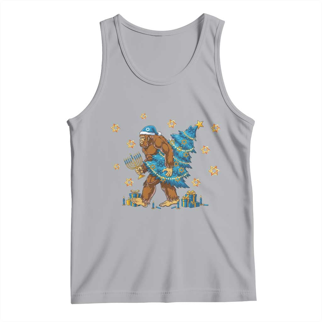 Funny Hanukkah Bigfoot Lover Jewish Holiday Gift Tank Top TS12 Athletic Heather Print Your Wear