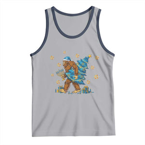 Funny Hanukkah Bigfoot Lover Jewish Holiday Gift Tank Top TS12 Athletic Heather Navy Print Your Wear