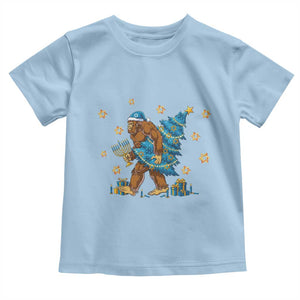 Funny Hanukkah Bigfoot Lover Jewish Holiday Gift Toddler T Shirt TS12 Light Blue Print Your Wear