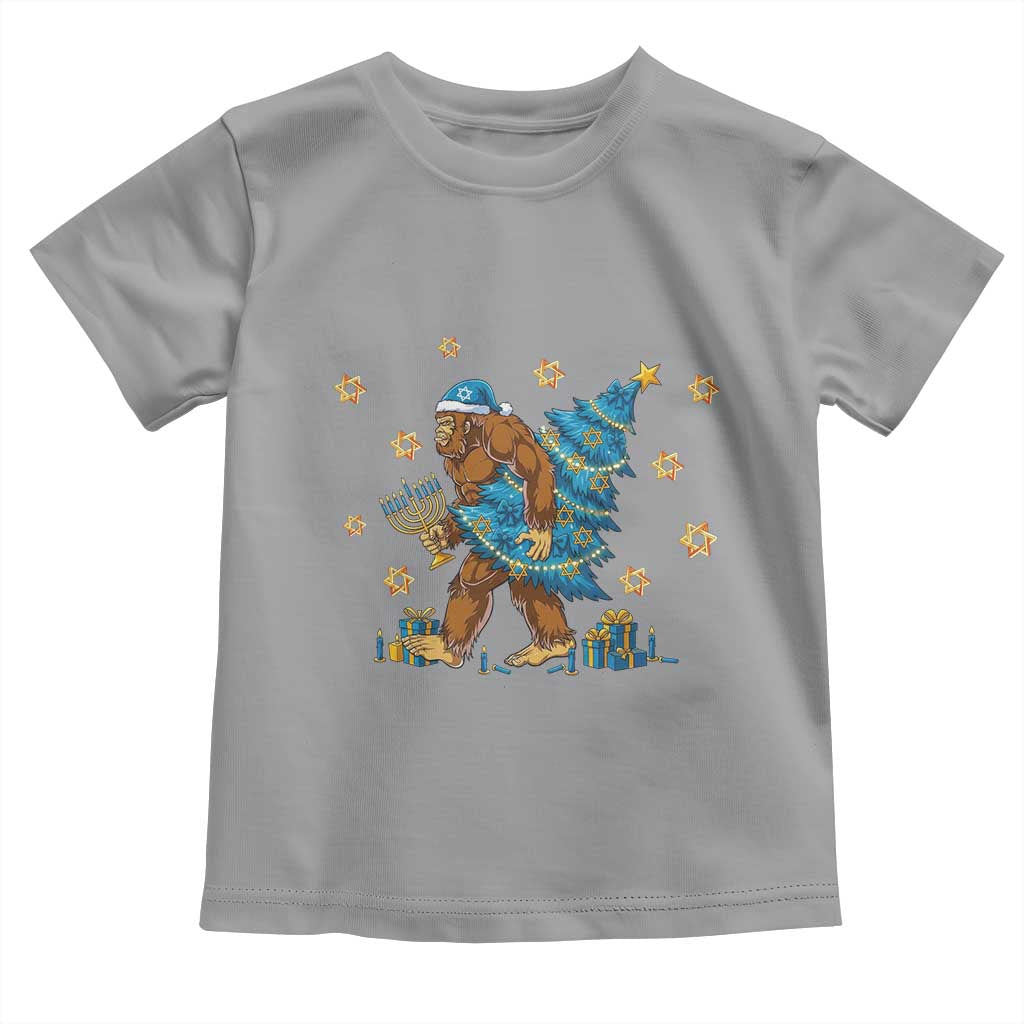 Funny Hanukkah Bigfoot Lover Jewish Holiday Gift Toddler T Shirt TS12 Sport Gray Print Your Wear