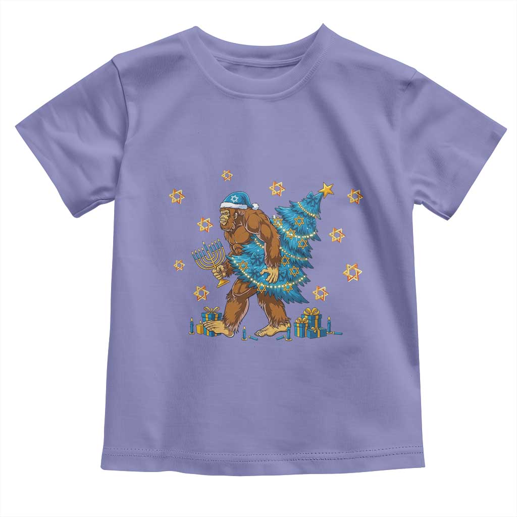 Funny Hanukkah Bigfoot Lover Jewish Holiday Gift Toddler T Shirt TS12 Violet Print Your Wear