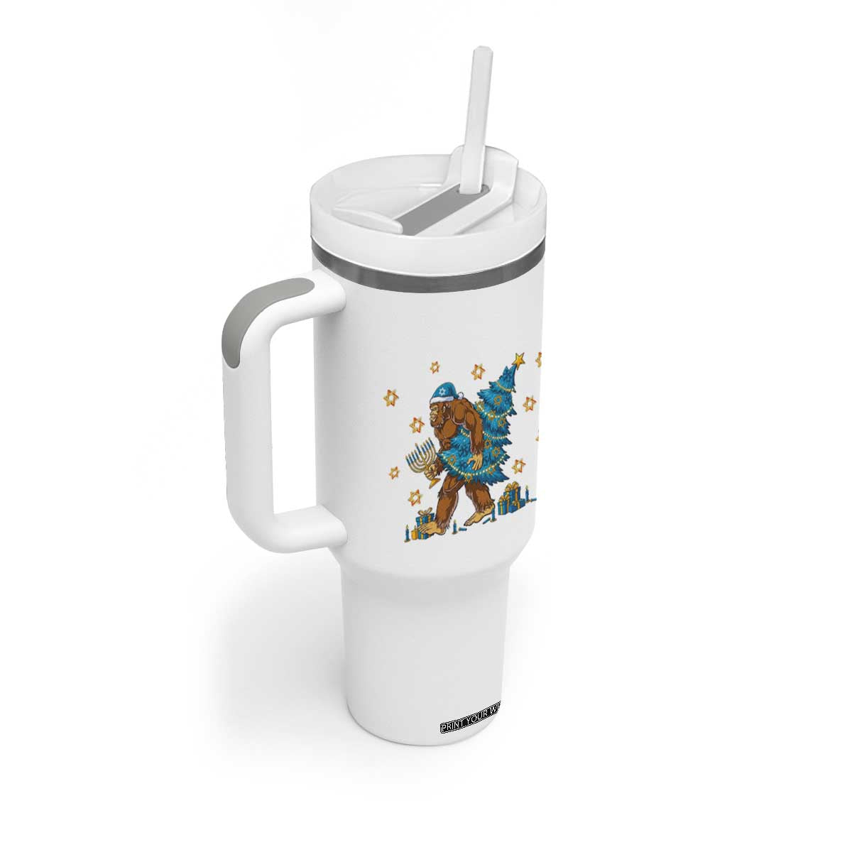 Funny Hanukkah Bigfoot Lover Jewish Holiday Gift Tumbler With Handle TS12 Print Your Wear
