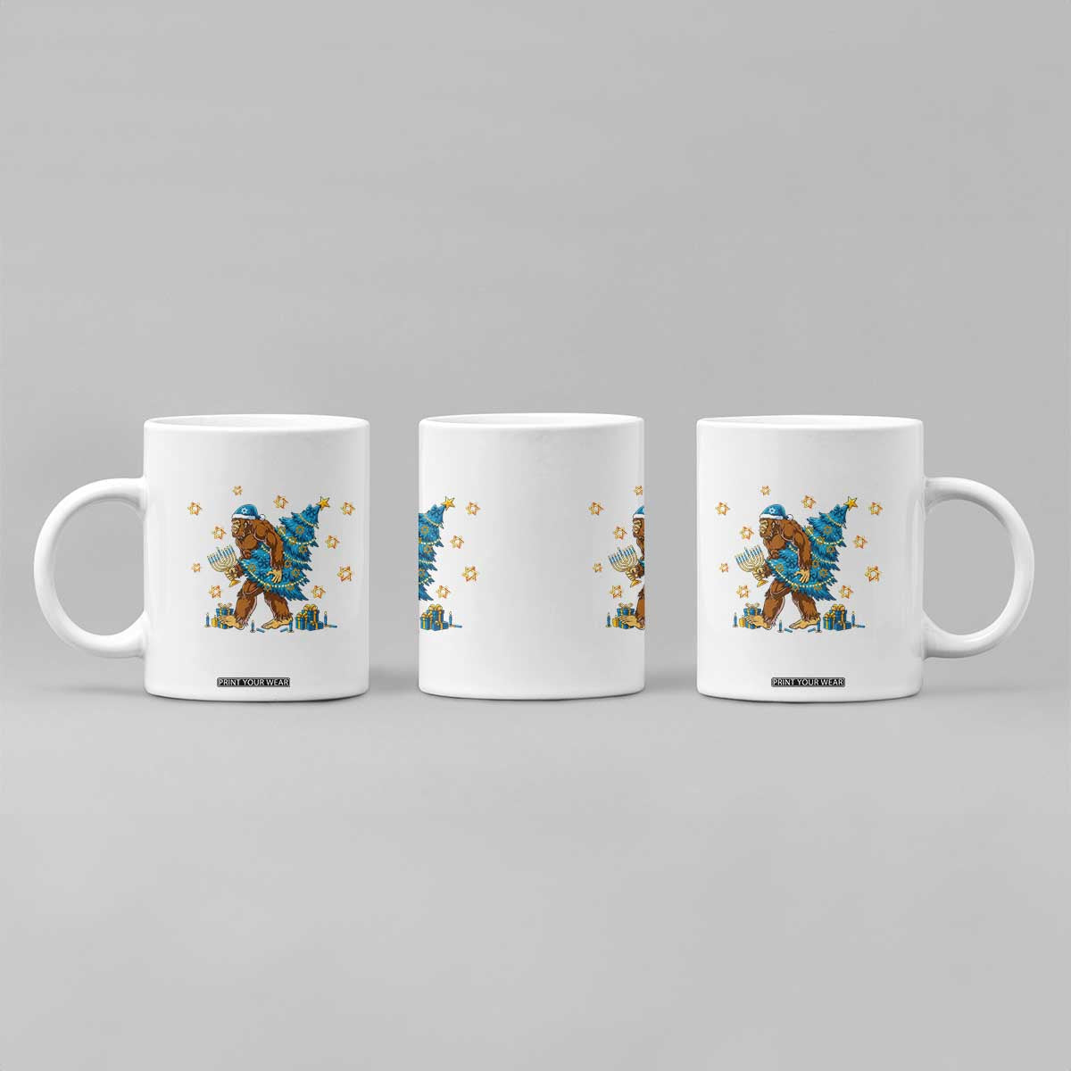 Funny Hanukkah Bigfoot Lover Jewish Holiday Gift Coffee Mug TS12 Print Your Wear