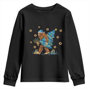Funny Hanukkah Bigfoot Lover Jewish Holiday Gift Youth Sweatshirt TS12 Black Print Your Wear