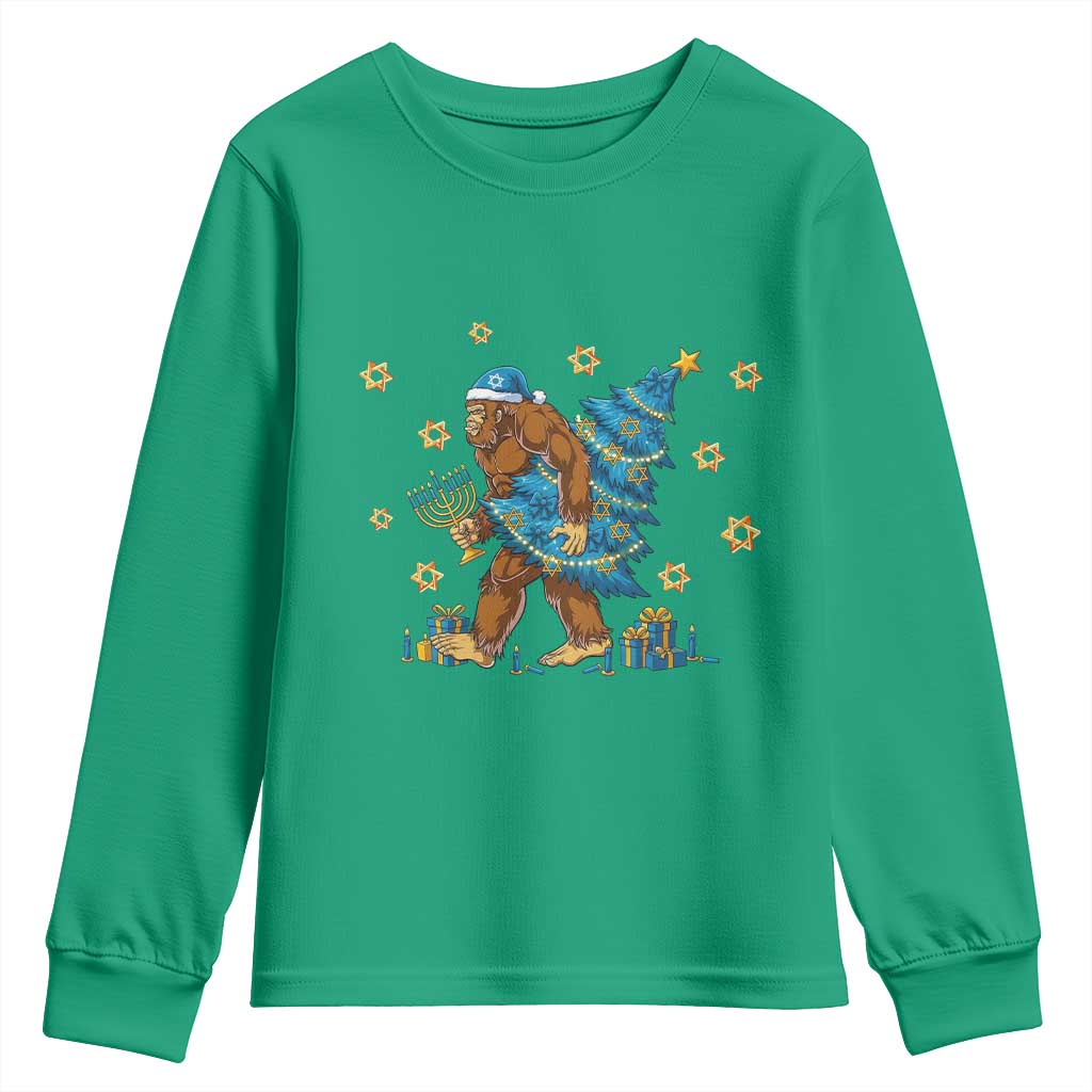 Funny Hanukkah Bigfoot Lover Jewish Holiday Gift Youth Sweatshirt TS12 Irish Green Print Your Wear