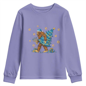 Funny Hanukkah Bigfoot Lover Jewish Holiday Gift Youth Sweatshirt TS12 Violet Print Your Wear
