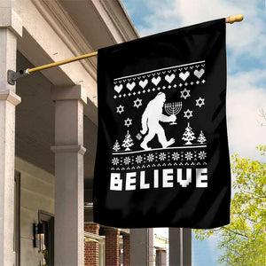 Funny Hanukkah Bigfoot Garden Flag Believe Ugly Sweater Jewish Holiday Gift TS12 Print Your Wear