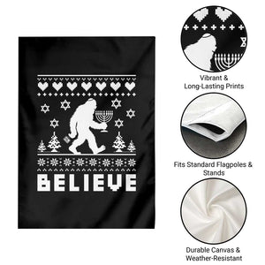 Funny Hanukkah Bigfoot Garden Flag Believe Ugly Sweater Jewish Holiday Gift TS12 Print Your Wear