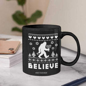 Funny Hanukkah Bigfoot Coffee Mug Believe Ugly Sweater Jewish Holiday Gift TS12 Print Your Wear