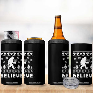 Funny Hanukkah Bigfoot 4 in 1 Can Cooler Tumbler Believe Ugly Sweater Jewish Holiday Gift TS12 Print Your Wear