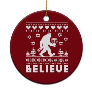 Funny Hanukkah Bigfoot Ceramic Ornament Believe Ugly Sweater Jewish Holiday Gift TS12 1pc Red Print Your Wear