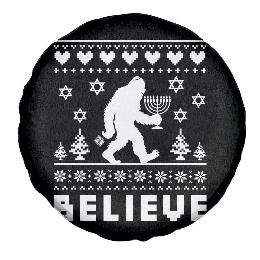 Funny Hanukkah Bigfoot Spare Tire Cover Believe Ugly Sweater Jewish Holiday Gift TS12 Print Your Wear