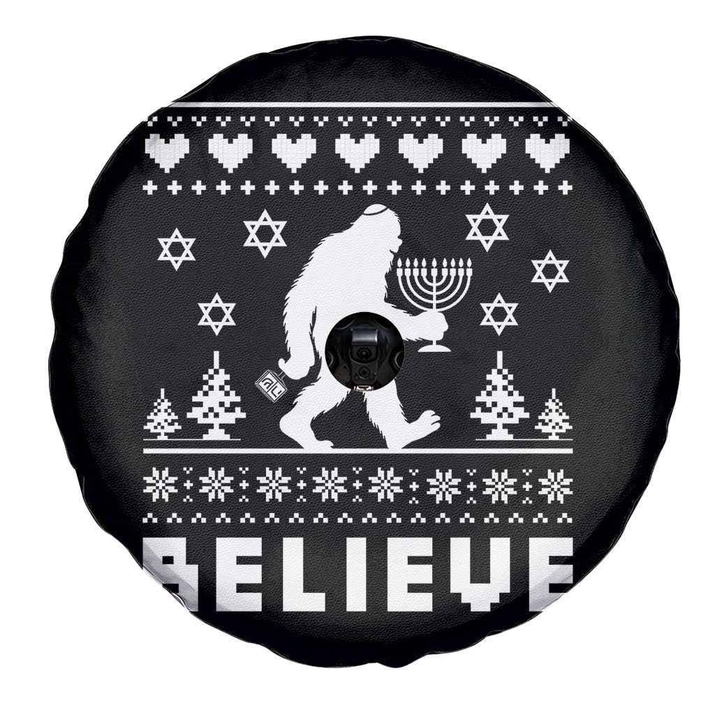 Funny Hanukkah Bigfoot Spare Tire Cover Believe Ugly Sweater Jewish Holiday Gift TS12 Print Your Wear