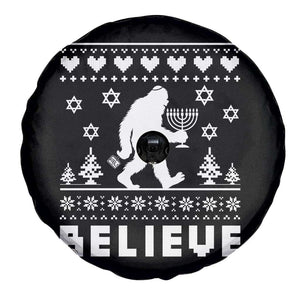 Funny Hanukkah Bigfoot Spare Tire Cover Believe Ugly Sweater Jewish Holiday Gift TS12 Print Your Wear