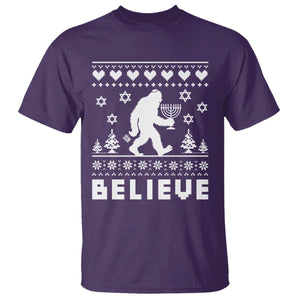 Funny Hanukkah Bigfoot T Shirt Believe Ugly Sweater Jewish Holiday Gift TS12 Purple Print Your Wear