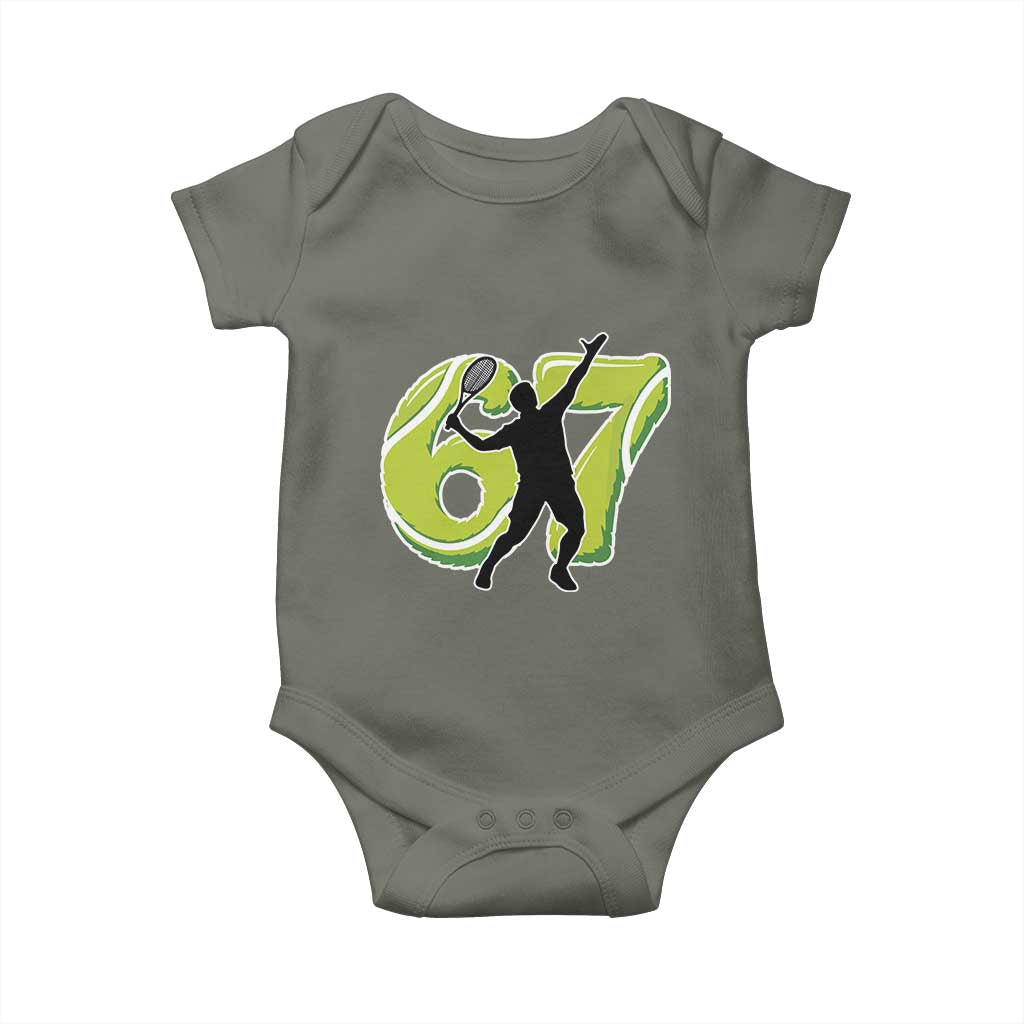 Funny Gen Z Alpha Gift Baby Onesie Six Seven Meme Tennis Lover TS12 Military Green Print Your Wear