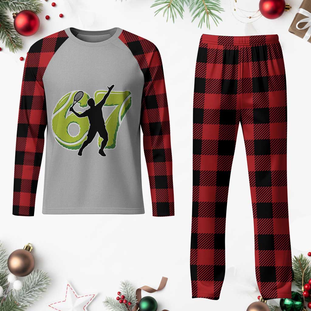 Funny Gen Z Alpha Gift Plaid Pajama Set Six Seven Meme Tennis Lover TS12 Buffalo Plaid Print Your Wear