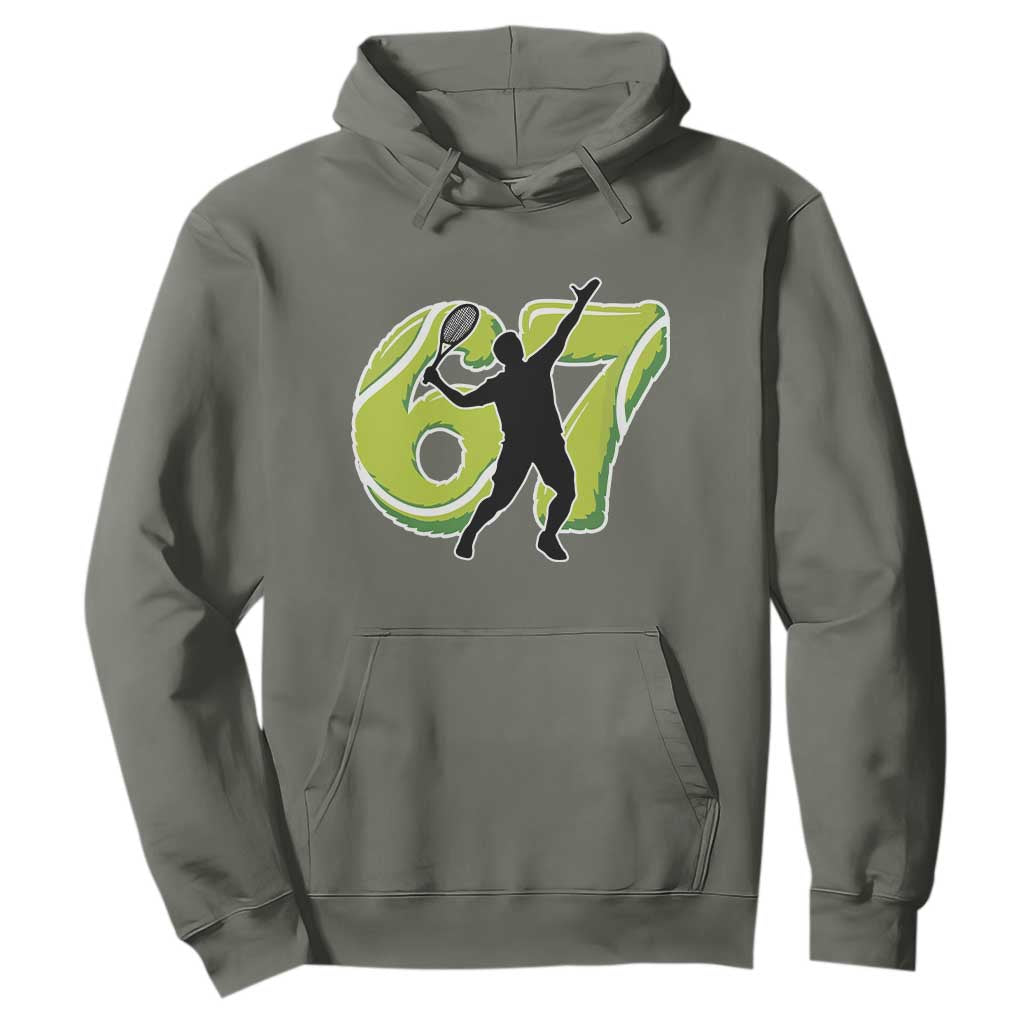 Funny Gen Z Alpha Gift Hoodie Six Seven Meme Tennis Lover TS12 Military Green Print Your Wear