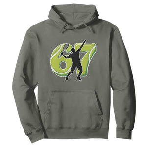 Funny Gen Z Alpha Gift Hoodie Six Seven Meme Tennis Lover TS12 Military Green Print Your Wear