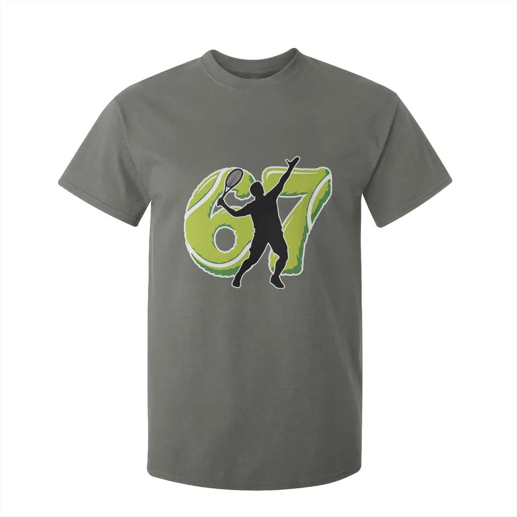 Funny Gen Z Alpha Gift T Shirt For Kid Six Seven Meme Tennis Lover TS12 Military Green Print Your Wear