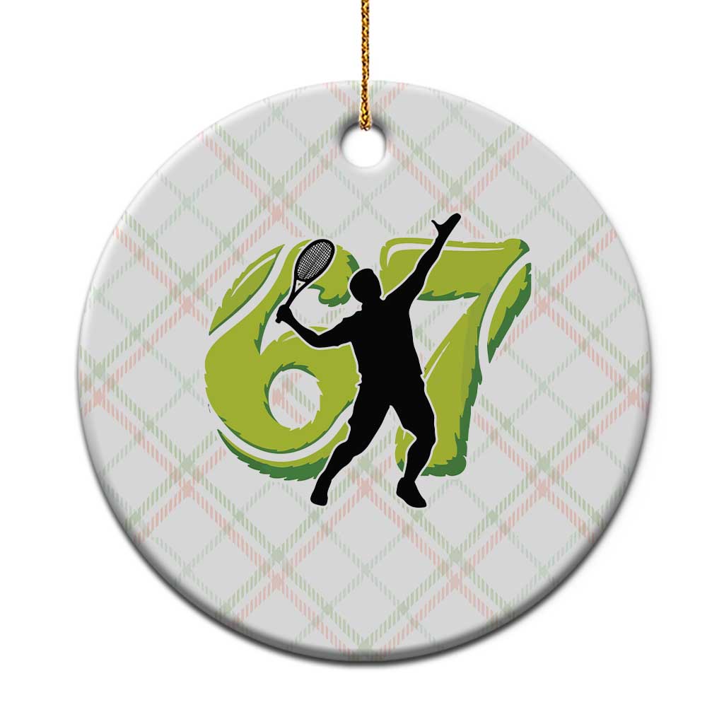 Funny Gen Z Alpha Gift Ceramic Ornament Six Seven Meme Tennis Lover TS12 1pc Christmas Plaid Print Your Wear