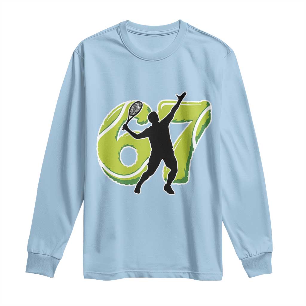 Funny Gen Z Alpha Gift Long Sleeve Shirt Six Seven Meme Tennis Lover TS12 Light Blue Print Your Wear