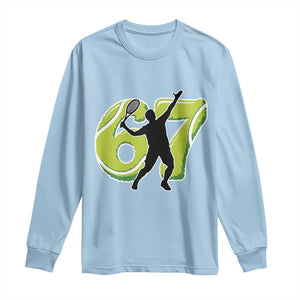 Funny Gen Z Alpha Gift Long Sleeve Shirt Six Seven Meme Tennis Lover TS12 Light Blue Print Your Wear