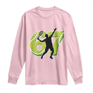 Funny Gen Z Alpha Gift Long Sleeve Shirt Six Seven Meme Tennis Lover TS12 Light Pink Print Your Wear