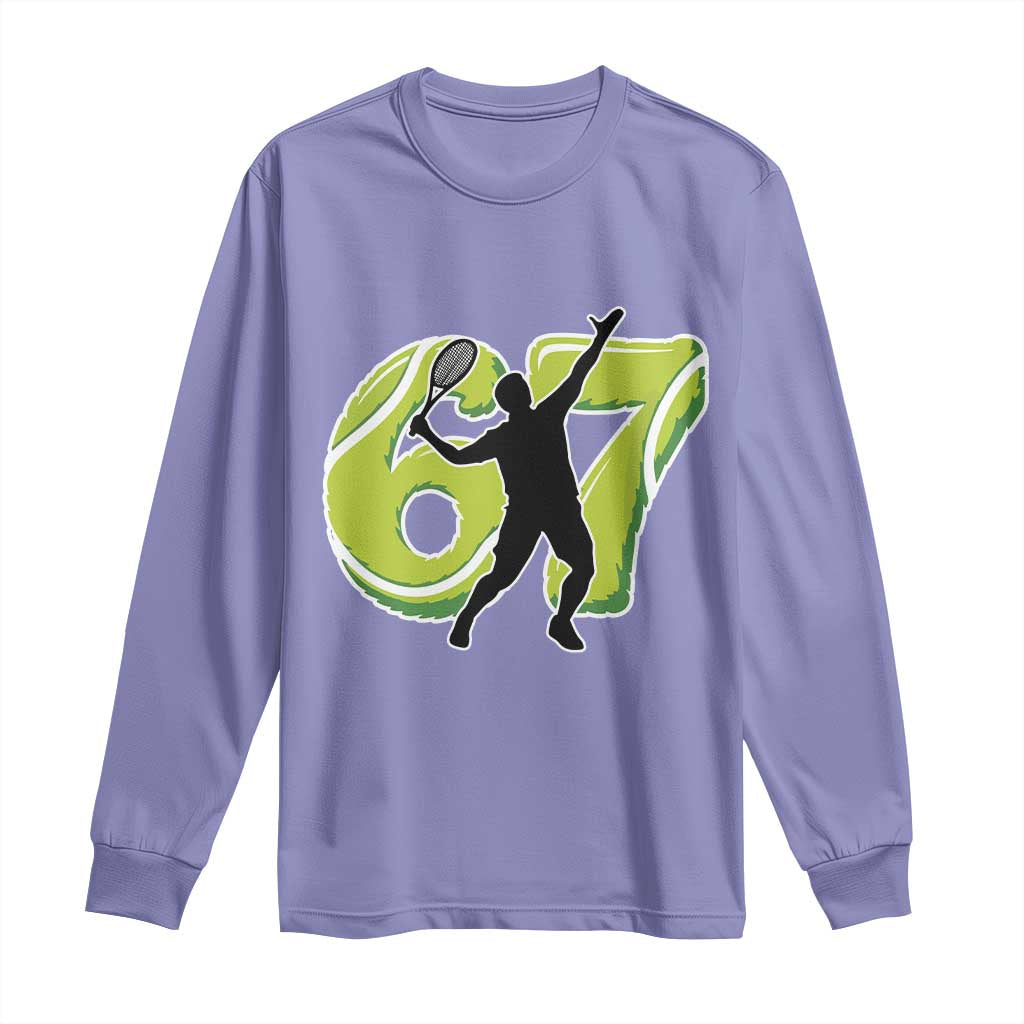 Funny Gen Z Alpha Gift Long Sleeve Shirt Six Seven Meme Tennis Lover TS12 Violet Print Your Wear
