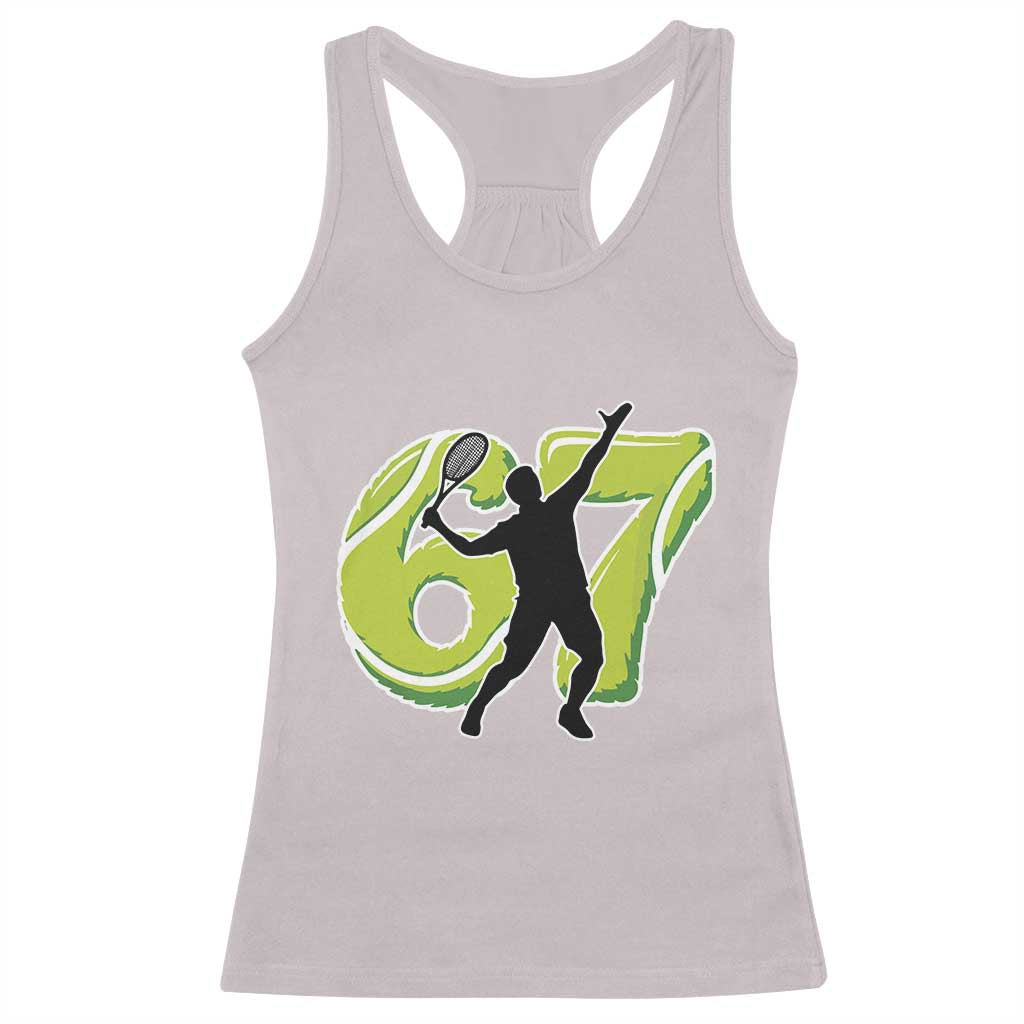 Funny Gen Z Alpha Gift Racerback Tank Top Six Seven Meme Tennis Lover TS12 Ice Gray Print Your Wear