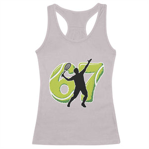 Funny Gen Z Alpha Gift Racerback Tank Top Six Seven Meme Tennis Lover TS12 Ice Gray Print Your Wear
