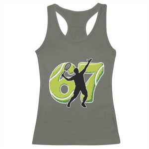 Funny Gen Z Alpha Gift Racerback Tank Top Six Seven Meme Tennis Lover TS12 Military Green Print Your Wear
