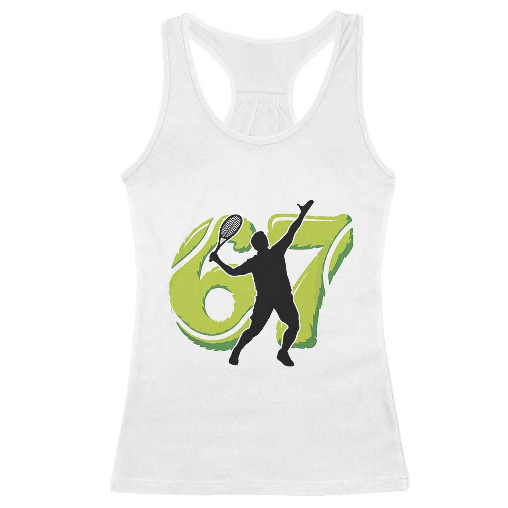 Funny Gen Z Alpha Gift Racerback Tank Top Six Seven Meme Tennis Lover TS12 White Print Your Wear