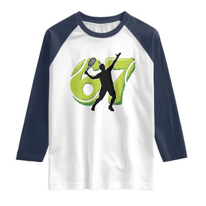 Funny Gen Z Alpha Gift Raglan Shirt Six Seven Meme Tennis Lover TS12 White Navy Print Your Wear