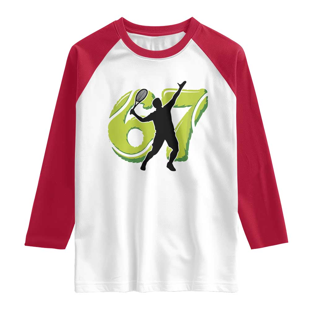 Funny Gen Z Alpha Gift Raglan Shirt Six Seven Meme Tennis Lover TS12 White Red Print Your Wear