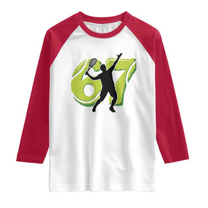 Funny Gen Z Alpha Gift Raglan Shirt Six Seven Meme Tennis Lover TS12 White Red Print Your Wear