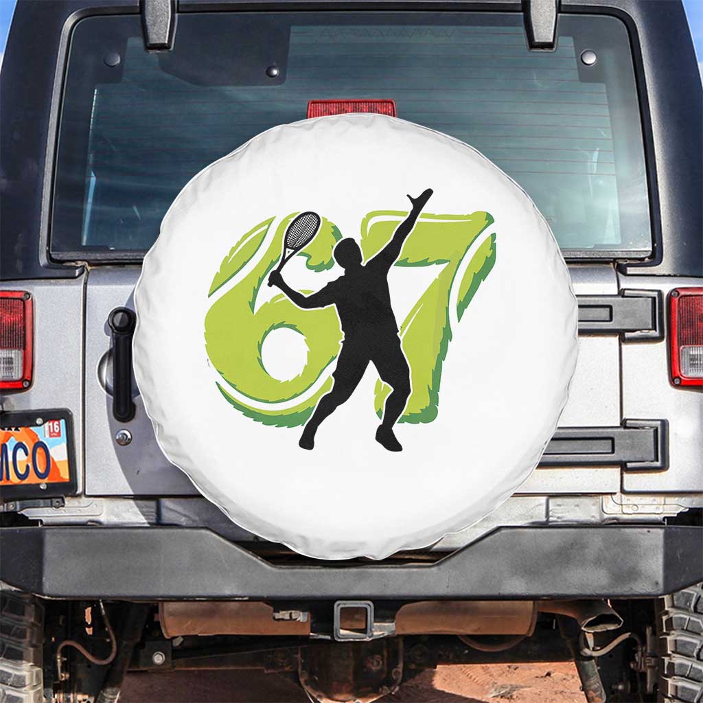 Funny Gen Z Alpha Gift Spare Tire Cover Six Seven Meme Tennis Lover TS12 No hole White Print Your Wear