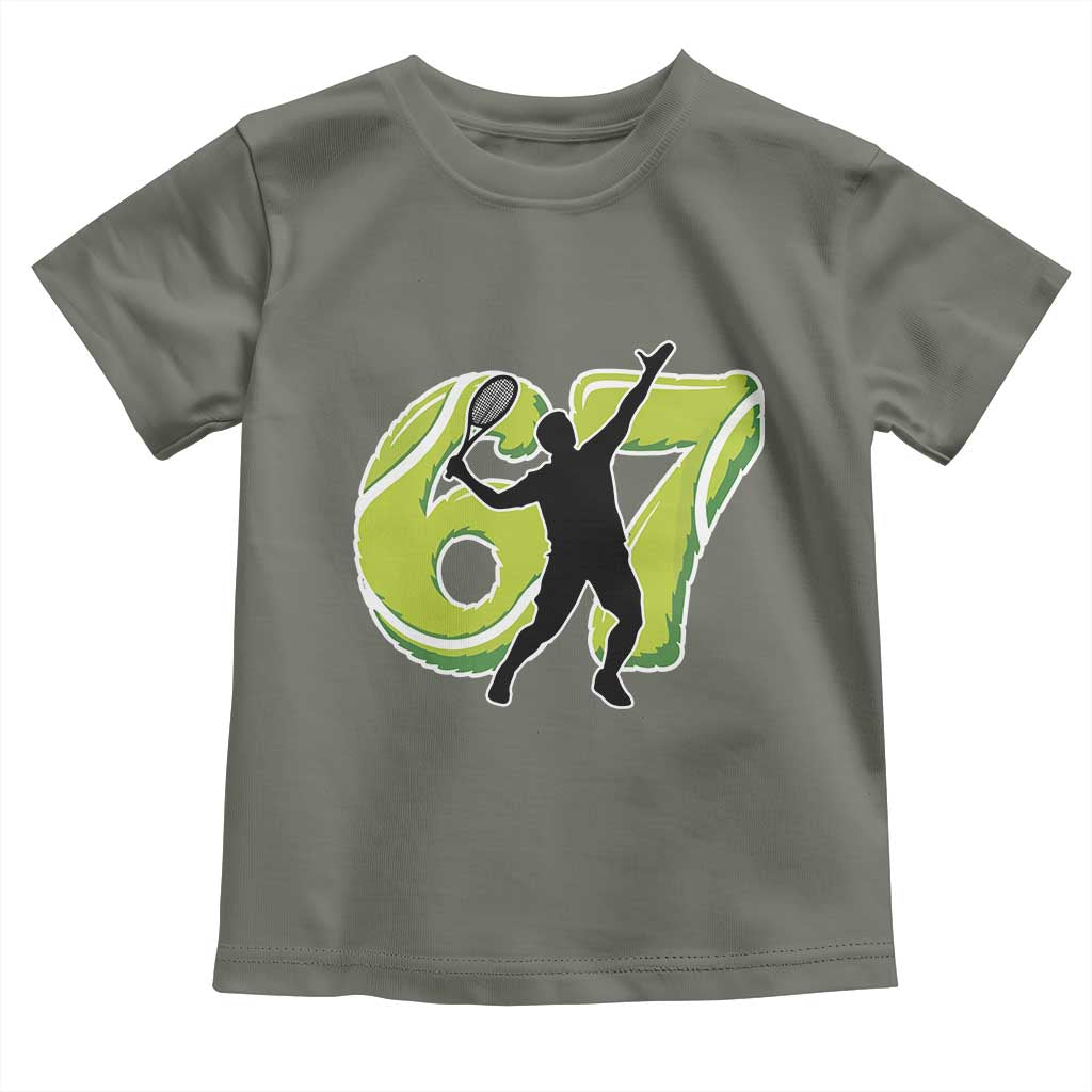 Funny Gen Z Alpha Gift Toddler T Shirt Six Seven Meme Tennis Lover TS12 Military Green Print Your Wear