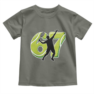 Funny Gen Z Alpha Gift Toddler T Shirt Six Seven Meme Tennis Lover TS12 Military Green Print Your Wear
