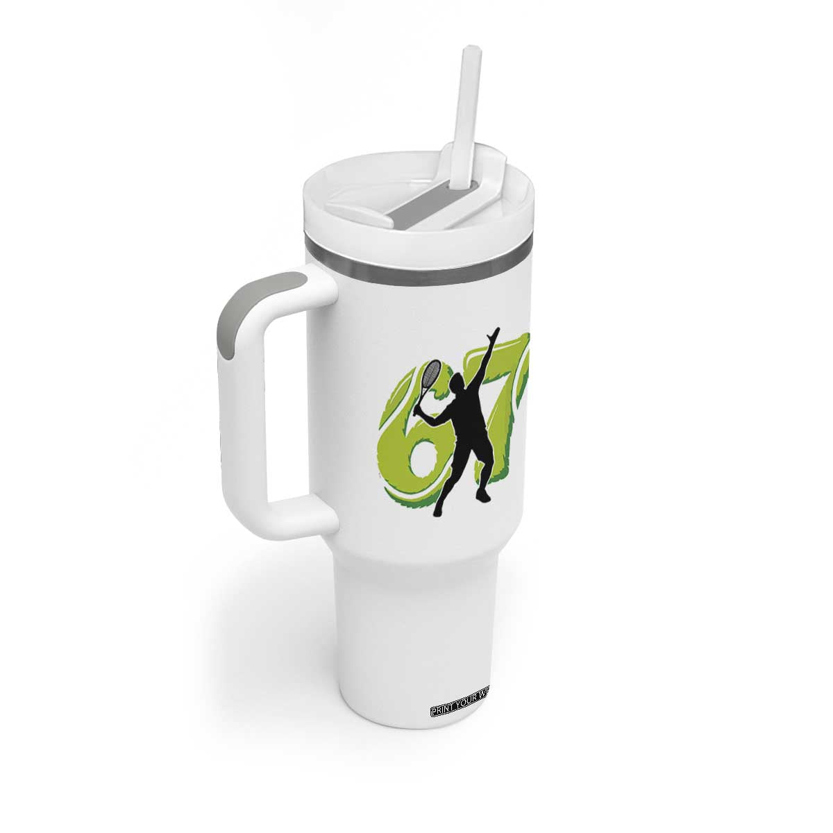 Funny Gen Z Alpha Gift Tumbler With Handle Six Seven Meme Tennis Lover TS12 Print Your Wear